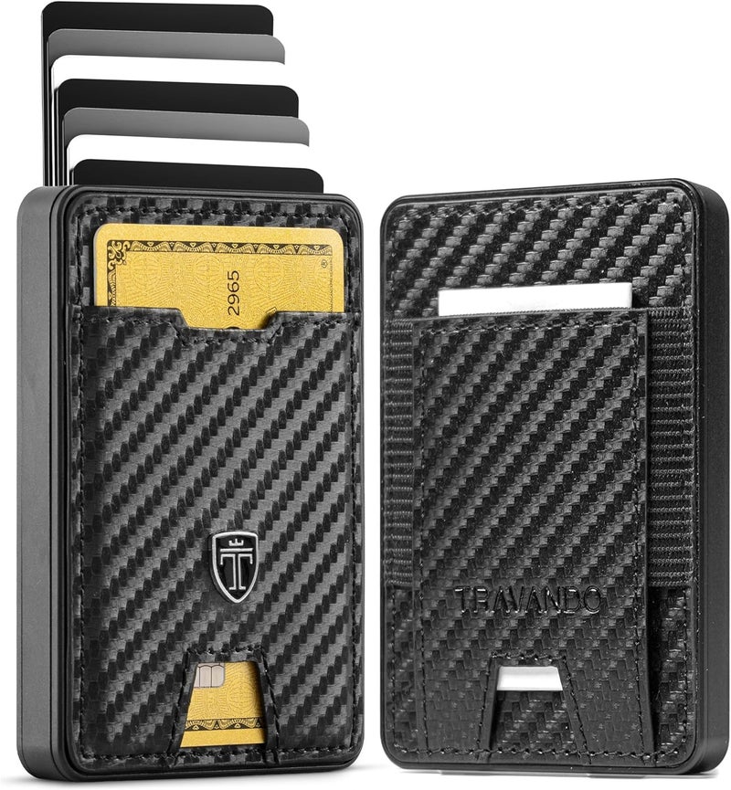 TRAVANDO Swype Slim Wallet for Men Metal RFID Blocking Mens Wallet Card Case (XL Carbon) - Image 1